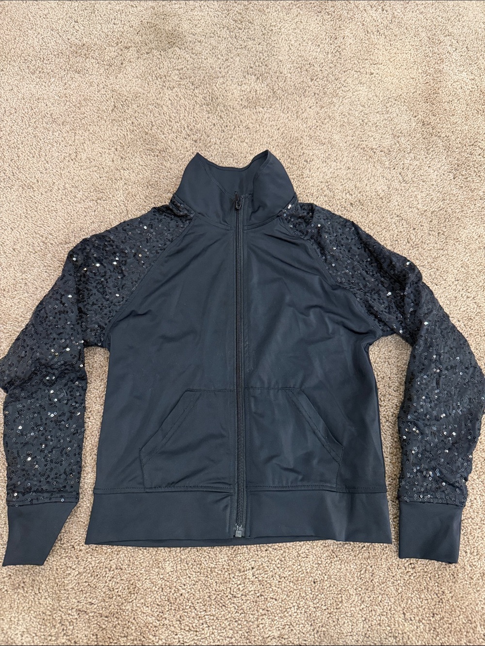 balera Black Sequin-Sleeve Bomber Jacket